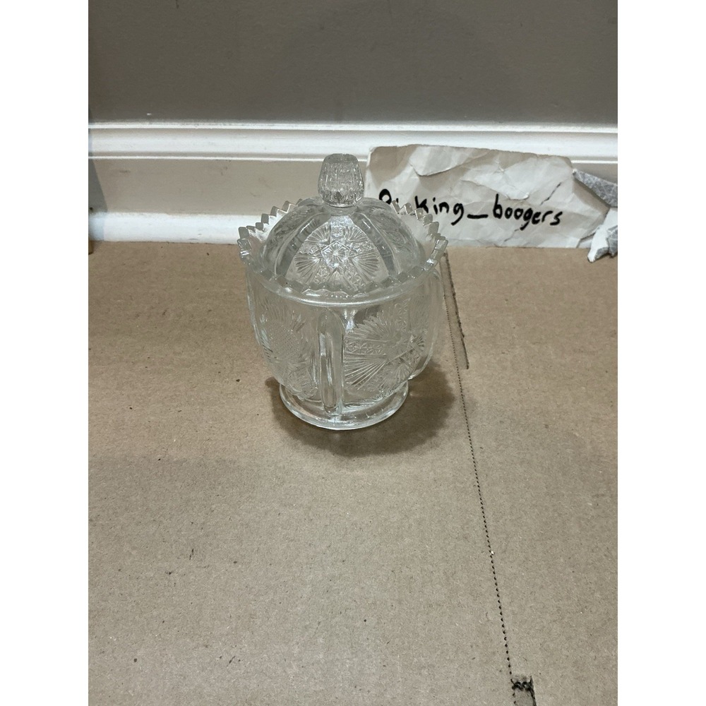 Antique Early American Pressed Glass (EAPG) covered sugar bowl